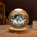 Personalized couple crystal globe lamp with photo, names, date and moon phases