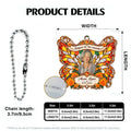 Product details showing Spanish memorial car hanger sizes and ball chain length