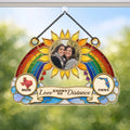 Personalized long distance suncatcher with two states and photo on a window