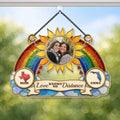 Rainbow and sunburst state suncatcher with mom and daughter photo in window light