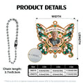 Product details showing butterfly car hanger sizes and ball chain length