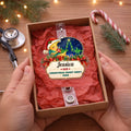 Personalized nurse badge reel in a gift box with tissue paper