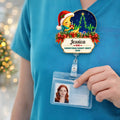 Personalized nurse badge reel with name, Christmas Night Shift design