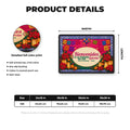 Posada Christmas doormat details with non-slip backing and size chart