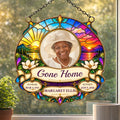 Homegoing memorial suncatcher with photo in a sunrise to sunset sky