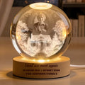 Homegoing memorial crystal globe lamp with photo above a welcoming home
