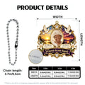 Two-sided memorial car hanger size chart with chain length