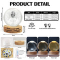 Crystal globe lamp size chart with three sizes and light modes
