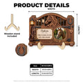 Horse memorial plaque size chart with wooden stand and horseshoe detail