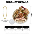 Grandma memorial ornament product details with cord and size chart