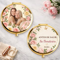 Gold Spanish blessing compact mirror with photo side and Su Bendición side