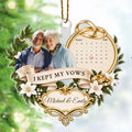 Personalized wedding anniversary memorial ornament with photo, calendar and gold rings
