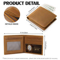Memorial men's wallet product details with folded and open sizes