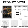 Garden flag details with two sizes, metal stand, fabric and pole sleeve