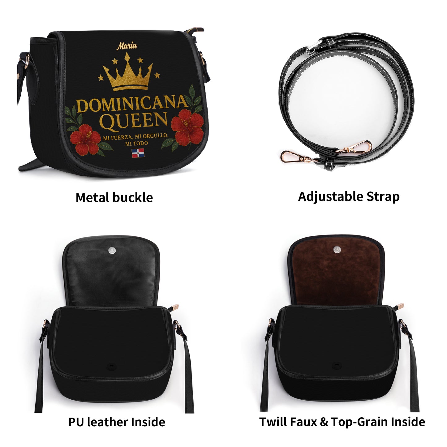 Dominicana Queen - Personalized Leather Saddle Cross Body Bag - DOM10S5