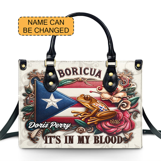 Boricua It's in my blood - Personalized Leather Handbag - Customize Gift For Her BOR01B