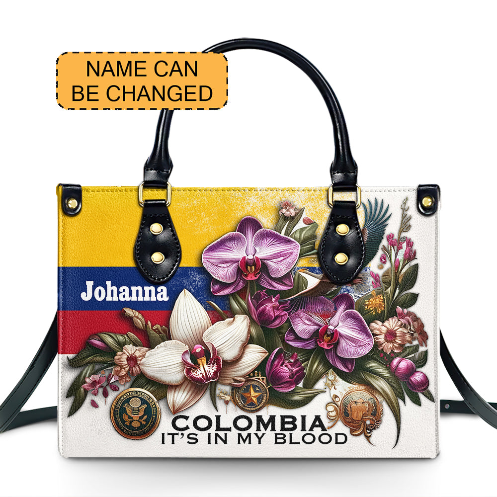 Colombia It's In My Blood - Personalized Leather Handbag - Customize Gift For Her COL01