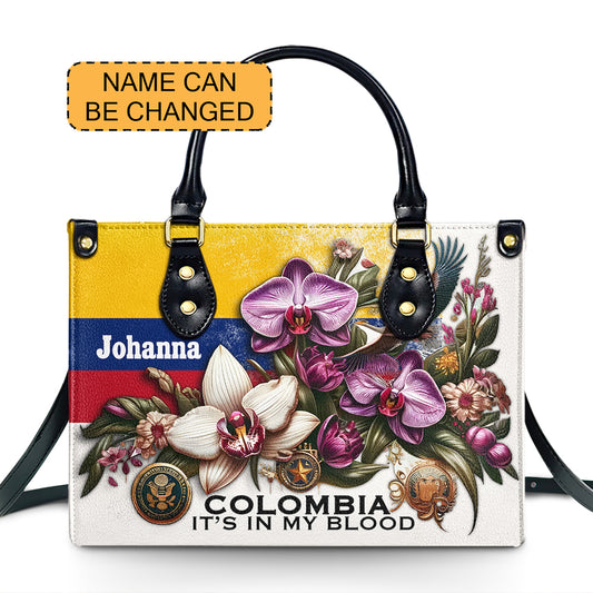 Colombia It's In My Blood - Personalized Leather Handbag - Customize Gift For Her COL01