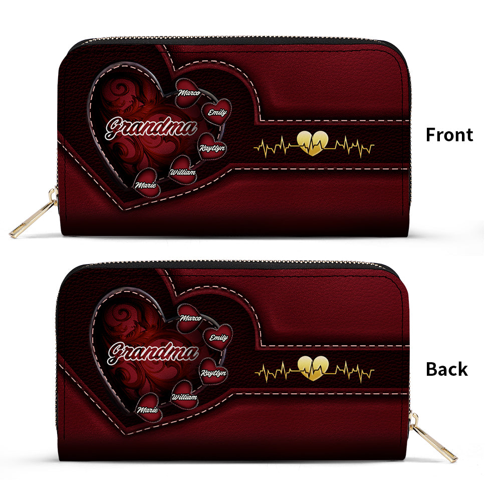 Grandma - Personalized Leather Clutch Purse GM02C