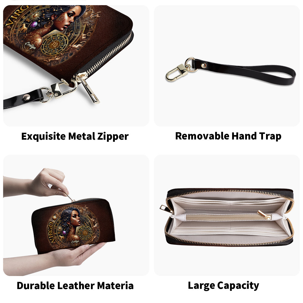 Zodiac - Personalized Leather Clutch Purse ZOD13C