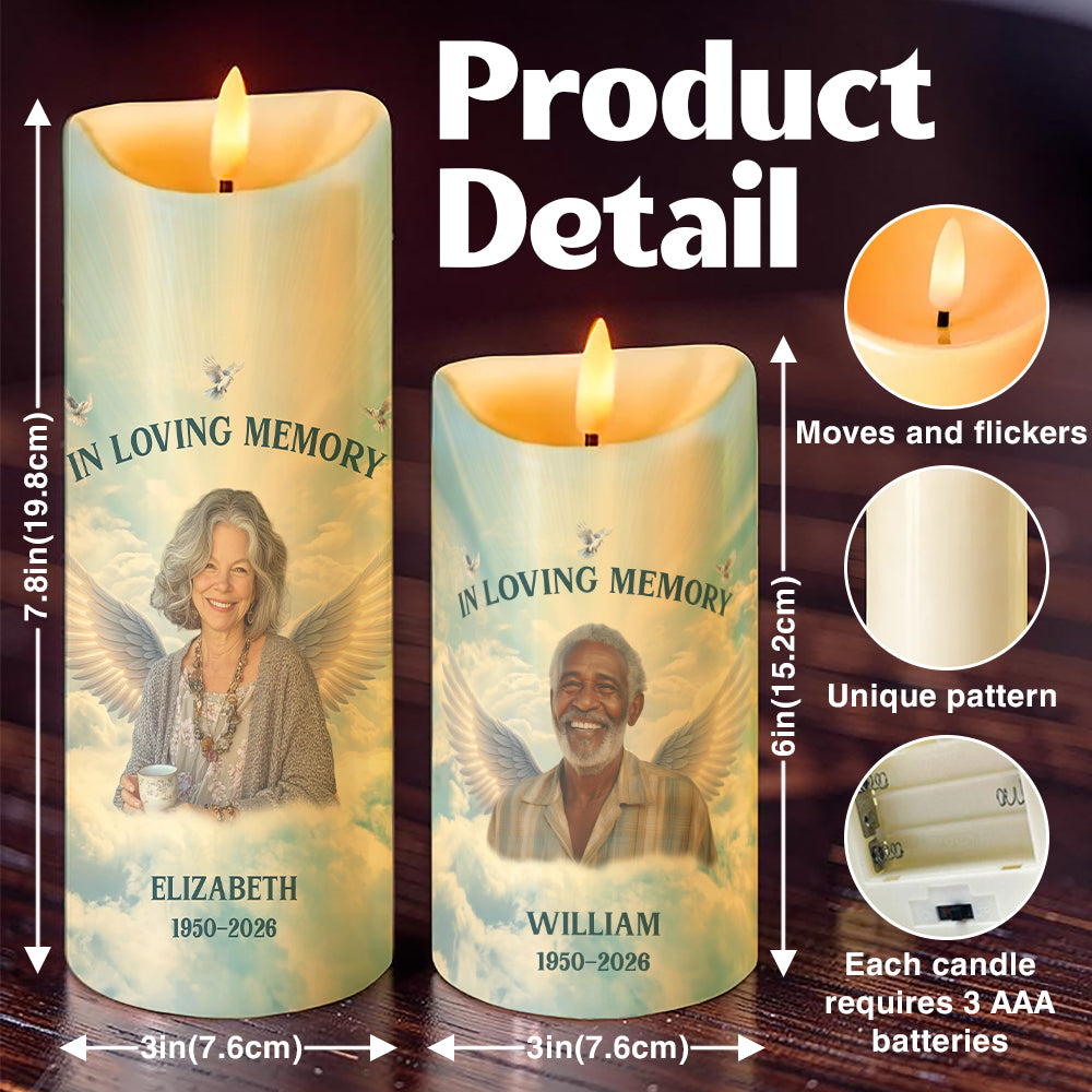 Memorial LED candle product details and size guide
